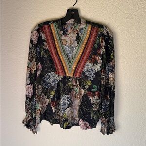 Anthropologie Floral Blouse with Multicolor Accents